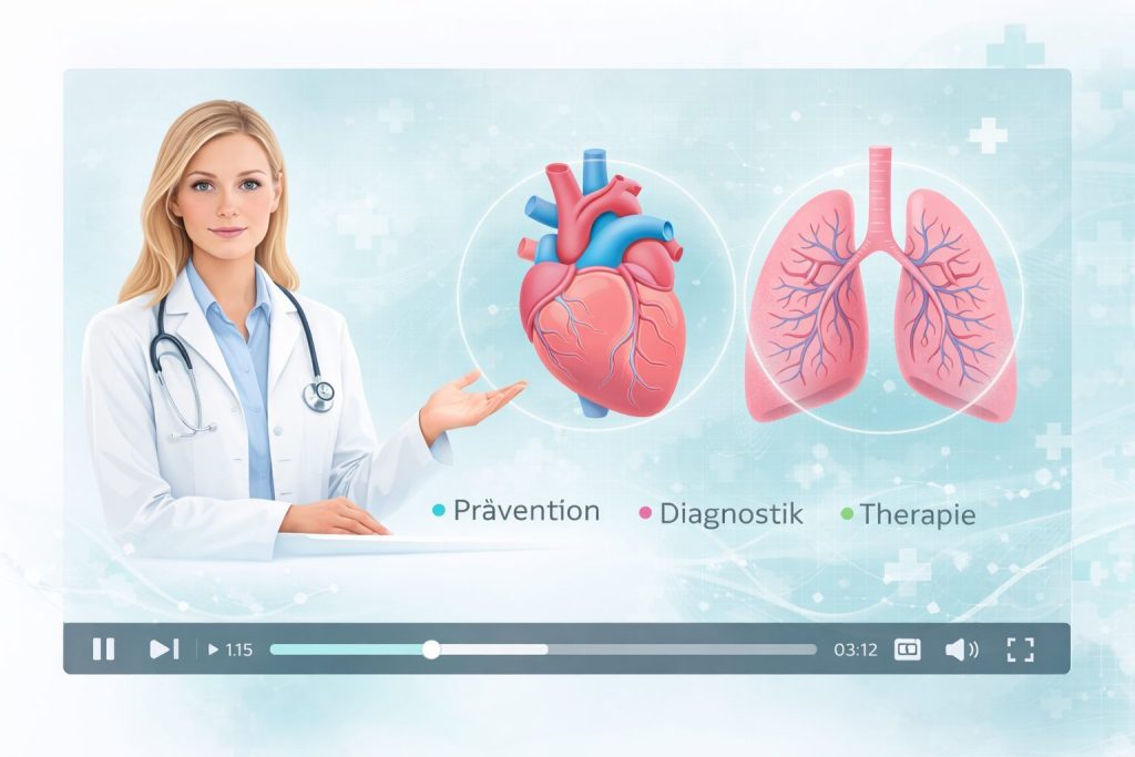 Ärztin erklärt in einem Video Herz- und Lungenfunktion mit Fokus auf Prävention, Diagnostik und Therapie. - B2C